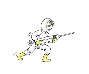 Chemical Protective Clothing, cartoon illustration