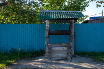 An old wooden well in the village