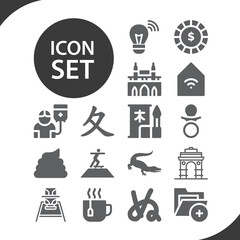 Simple set of of related filled icons.