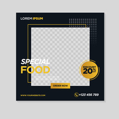 Restaurant food social media banner post design template	
