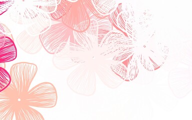Light Red vector doodle layout with flowers