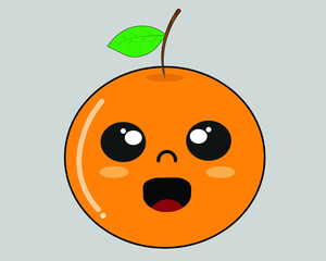 an orange with a face and a leaf on it