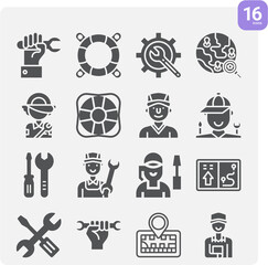 Simple set of includes related filled icons.