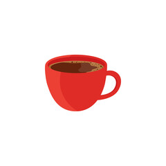 Red cup of coffee isolated on a white background.