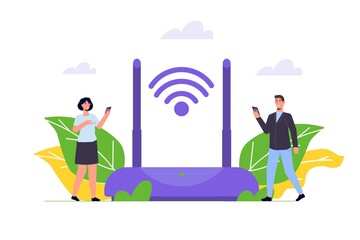 WiFi Connection concept. Remote connected devices. Vector illustration.