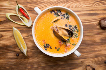 Seafood soup with oysters