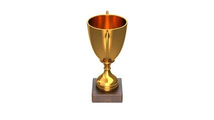3D render of Gold Trophy Cup isolated on white