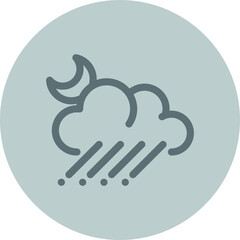 Heavy rain icon at night for any purpose mobile app presentation website
