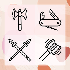 Simple set of axe related lineal icons