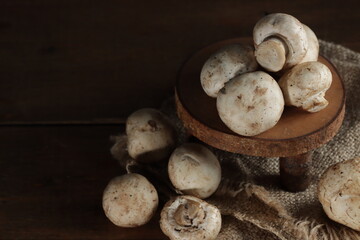 mushrooms on a chopping board