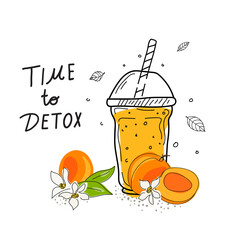 Smoothies or detox cocktail day poster in doodle style.