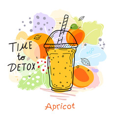 Smoothies or detox cocktail day poster in doodle style.