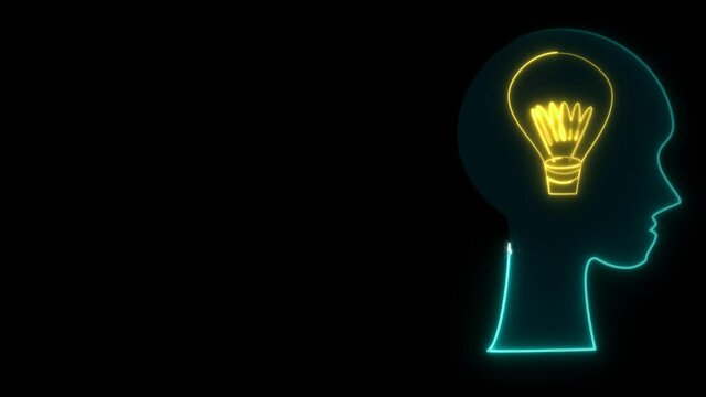 Futuristic digital head brain and energy cell moving around light warm white imagine processer chip intelligent technology powerful trasfer big data million stars