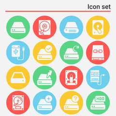 16 pack of trying  filled web icons set