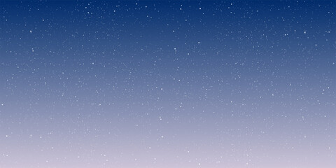 Winter star in the night sky background, Starry night with shiny stars in the gradient sky. Vector illustration.