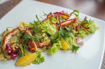 salad with smoked eel and herbs