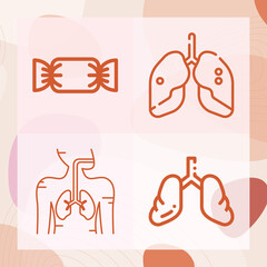 Simple set of asthma related lineal icons