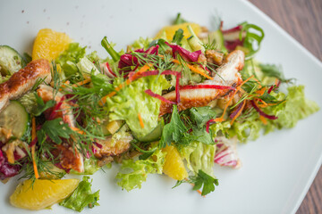 salad with smoked eel and herbs