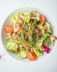 fresh vegetable salad with homemade oil