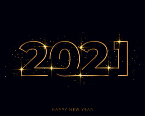 line style 2021 happy new year golden card design