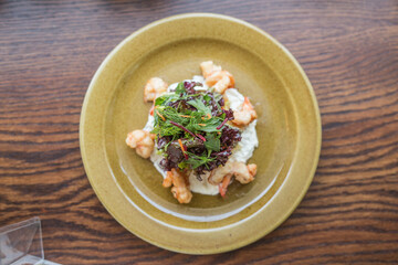 farm vegetables with boiled shrimp