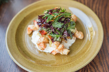 farm vegetables with boiled shrimp
