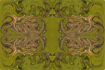 Abstract collage using the colour and shape deformation of the layer and its several times multiplication.