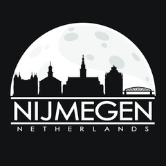 Fototapeta na wymiar Nijmegen Netherlands Skyline City Flat Silhouette Design Background.