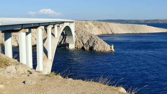 Pag bridge to the island of Pag near Zadar in Croatia
