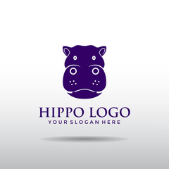 Rhino flat minimalist template logo design. Vector Illustrator