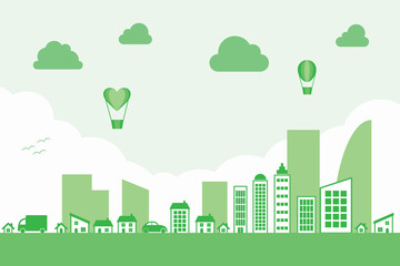 緑の街並み　良い環境エコイメージ　Green city landscape Eco friendly concept image