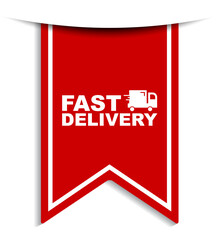 red vector illustration banner fast delivery