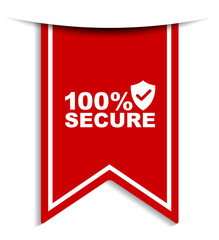red vector illustration banner 100% secure