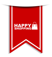 red vector illustration banner happy shopping