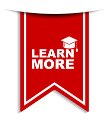 red vector illustration banner learn more
