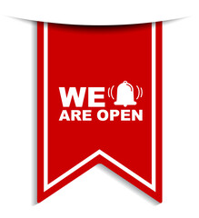 red vector illustration banner we are open