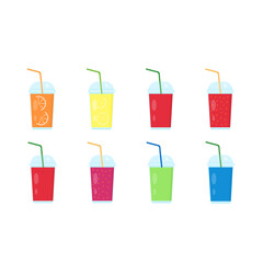 This is a set of fruit juice on a white background.