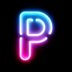 3D Rendering Bleu and Pink Neon Lights Font on dark background