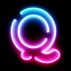 3D Rendering Bleu and Pink Neon Lights Font on dark background