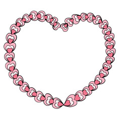 pink heart-shaped frame made of hearts