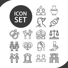 Simple set of lesbian related lineal icons.