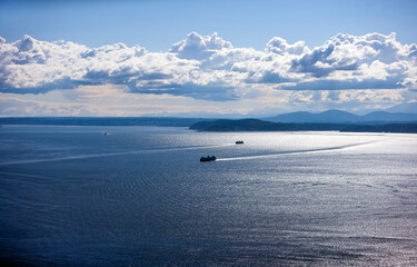View out to Puget Sound from Space Needle