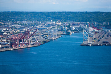 Obraz premium View from Space Needle to dock area, Seattle
