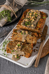 Lentils loaf on christmas table