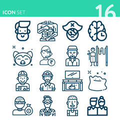 Simple set of 16 icons related to older