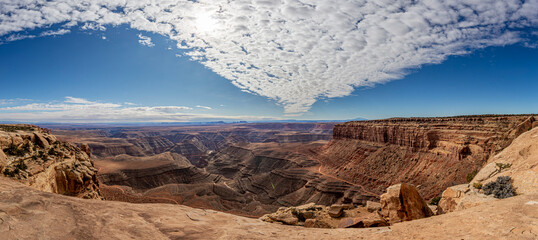 View over San Juan river canyon in Utah from Muley Point near Monument Valley