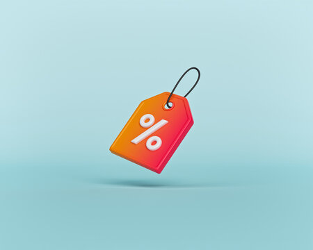 Price Tag With Percentage Sign. Shopping Discount Offer Icon, Symbol. Minimal Concept. 3d Rendering