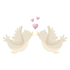 Cartoon couple of lovebirds for Valentines day. Vector illustration