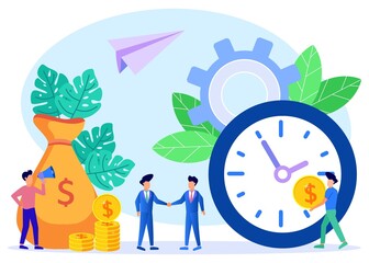 Illustration vector graphic cartoon character of time is money