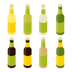 Glass beer bottles isolated on white background